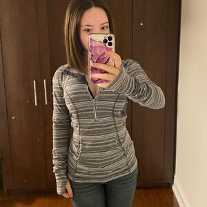 Gray Lululemon Striped Long Sleeve